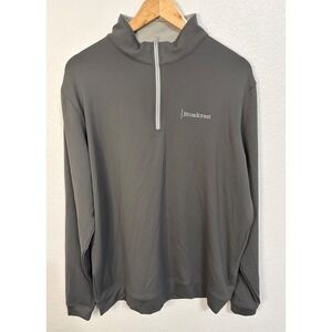 Peter Millar Mens Large Gray Quarter Zip Pullover Broadcrest Logo Golf Sweater